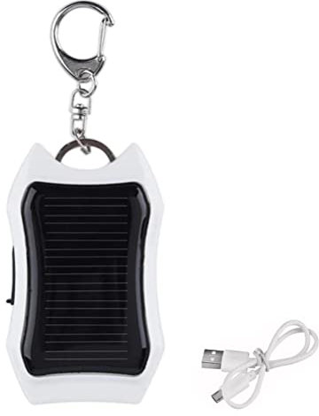 MasYosh Solcellsladdare powerbank, 1 200 mAH soldriven laddare nyckelring, telefonladdare, mini-nyckelring powerbank med LED-ficklampa