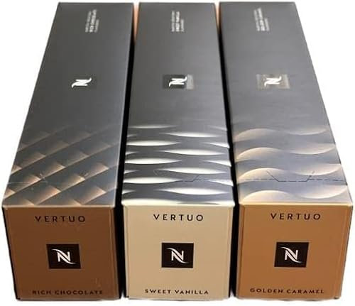 Nespresso Vertuo Barista Creations Golden Caramel,Sweet Vanilla, Rich Chocolate, 30 Kapseln