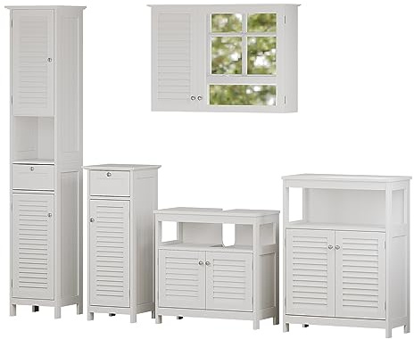 Vicco Set di mobili da bagno Riad, Bianco, 5 parti