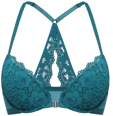DOBREVA Front Fastening Push Up Bra Underwire Borealis Green 40C