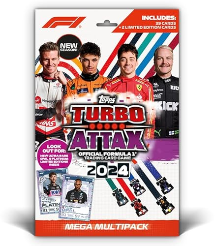Topps Turbo Attax Formula 1 2024 - Mega Multipack - Contains 39 Turbo Attax Cards plus 2 Limited Edition Cards