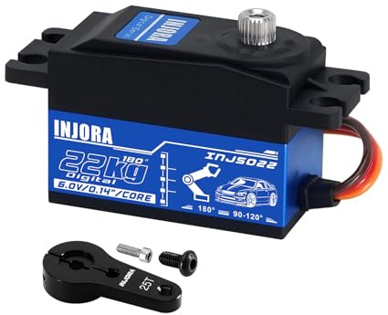 INJORA INJS022 Servo Digitale a Profilo Basso da 22KG con Braccio Servo 25T per Auto RC 1/10 e Modelli Robot