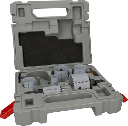 Bosch 12x PRO Multi Material Lochsäge-Set – Standardadapter (für Weichholz, Trockenbauwand, Ø 22, 29, 35, 44, 51, 64 mm, Professional Zubehör Bohrmaschine/Schrauber)