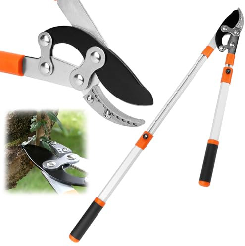 QWORK® Sécateur Télescopique, 68-101CM Secateur Telescopique, Cisaille de Jardin avec Poignées Réglables