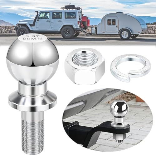 Begpoee Sfera per Gancio di Traino, Gancio di Traino per Rimorchio a Sfera per Trattor, Gancio Traino 50mm 3,5T Testa Sferica, Vite Ø22mm, Per Trattori, Camion, SUV e Camper(Argento)