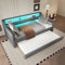 YESGIGA Daybett, 90 x 200cm, Schlafsofa, Tagesbett mit Lattenrost, Ambientelicht mit Fernbedienung, Bett mit ausziehbarem Bett, USB-Ladebuchse (Grau mit ausziehbarem Bett)