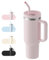 LEIKEEGO Travel Mug Coffee Cup, 1200ml/40oz Tumbler with Straw and Lid, Stainless Steel Double Wall Vacuum Insulated Coffee Cup with Handle-Keeps Cold for 24H-Hot for 12H(Pink)
