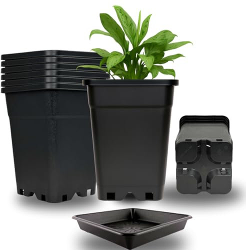 Cultonix Blumentopf 7L Viereckig 20x20x25cm | Stabiler Kunststofftopf in Schwarz für Pflanzen, Balkon & Garten | Robuster Pflanztopf mit Ablaufloch – Platzsparend stapelbar