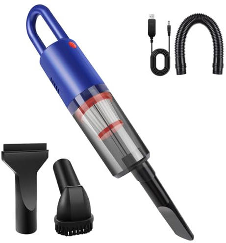 Bowose Handstaubsauger Akku, 6200 Pa Tragbarer Wiederaufladbarer Mini-Staubsauger Mit GroßEm Akku und Hepa-Filter, 20 Minuten Lange Laufzeit füR Auto Und Zuhause, Blau, 41 cm X 12 cm X 9 cm