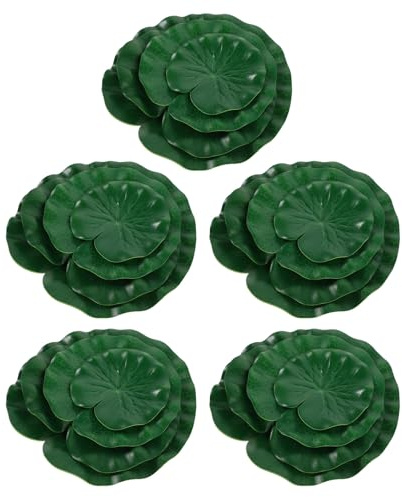 Gogogmee 20 Hojas de Loto Verdes Artificiales, 4 tamaños, Hojas de nenúfar Artificiales, follaje acuático Flotante, Decoraciones para estanques, Piscinas, acuarios y peceras de Interior y Exterior.