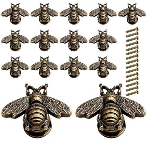ZKFSIE 15 Antique Bronze Bee Kitchen Door Knobs with Screws