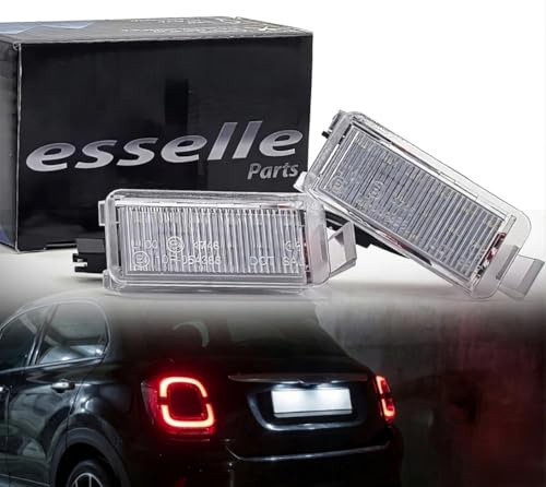 Esselle Parts Placchette Luci Targa LED Compatibili Fiat 500X 18 SMD CANBUS T10 W5W 6000K Bianco Freddo Plug & Play