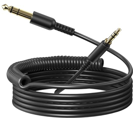 Fusion A70 Headphones Audio Cable-6.35mm 1/4 Male to 3.5mm 1/8 Male TRS Stereo Audio Cable Jack 6.6-9.8FT for Guitar, Laptop, Speaker and Amplifiers, Mixers, Electric Guitars, Keyboards-Black