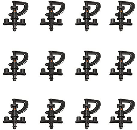 CYIOU G-Type Micro Sprinkler Adjustable 360 Degree Vari Rotating Sprinkler Irrigation Misting Sprinkler Connector Nozzle Accessory for Garden Lawn 12pcs