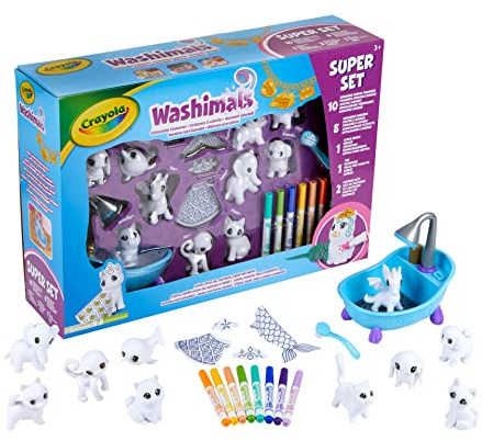 CRAYOLA - Washimals, Super Set XXL Masques et Costumes, pour colorier et Faire Prendre Un Bain aux bébés Animaux, Jouet et Cadeau pour Enfants, à partir de 3 Ans, 74-7461