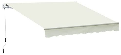Outsunny Tenda da Sole Avvolgibile a Caduta Manuale 295x245cm Bianco