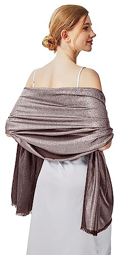 vimate Evening Wraps and Shawls, Ladies Coffee foraml Shawl Wrap for Black Women Wedding Dress (UK-Coffee & Silver)