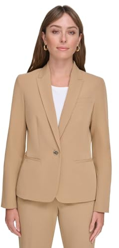 Tommy Hilfiger Blazer affärsjacka med smickrande passform med en knapp för kvinnor, Tigeröga, 8
