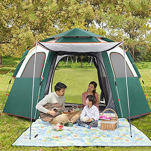 Pop Up tält för camping 4 personers tält med fuktsäker matta, Festival Essential familjetält Backpacking tält, Vattentätt, automatisk installation, för utomhus picknickstrand