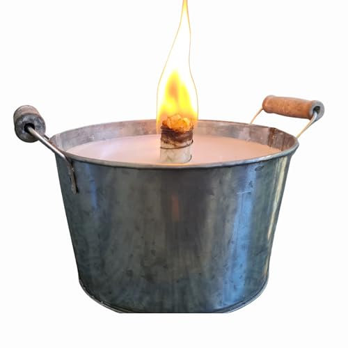 Schwabenfire Große Outdoor Kerze mit Dauerdocht in Zink-Schale mit Henkel, 20cm, Stabil, Wiederverwendbar, Ideal für Gartendeko & als Stimmungsvolles Geschenk geschenke für frauen große outdoor kerzen