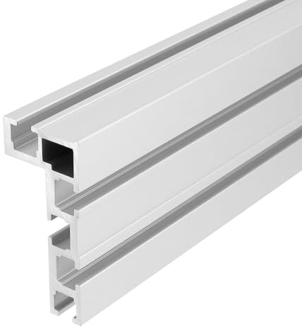 QWORK® T-Track Rieles Guía de Ranura, 600 mm 75 Tipo T-Track Rieles Guía, Aluminio Rieles Guía de Aleación, para Carpintería, Sierra de Mesa, Fijación de Cercas