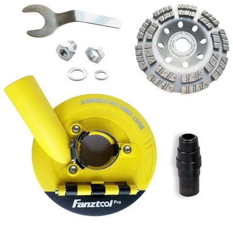 FANZTOOL Modèle 2025 Carter d’aspiration pour Meuleuse, Équipé d'un Disque de Ponçage Béton 125 mm, Qualité Professionnelle, Brosses à Ressort Améliorées, Compatibilité Universelle à 99%.