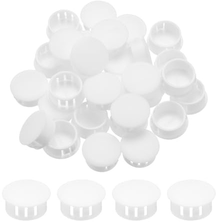 QUARKZMAN 64Pcs 20mm Blanc Bouchon de Trou en Plastique, Bouchons de Trou de Panneau de Type Encastré Embouts d'Insertion pour Tubes de Trou de Verrouillage Armoire de Meubles