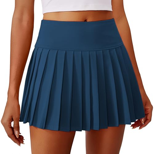 PINSPARK Gonna da Tennis Plissettata Donna Tasche A Vita Alta Plissettata Cintura V Sportiva Minigonna Gonne Protezione UV Golf Allenamento All'Aperto Corsa