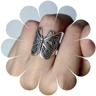 Aneneiceera Vintage Mariposa Envoltura Anillos De Oro De Metal Mariposa Anillos Ajustables Mariposa Dedo Anillos Ajustables Nudillo Mariposa Joyería De La Mano Para Las Mujeres (plata)