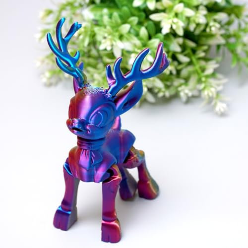 3D Printed reindeer Model,Flexible Realistic Articulated Animal Fidget Toys,Mystery Figurines Gifts for Easter,Executive Desk Funny Décor and Festival Collectible,Easter Basket Stuffers (RYB)