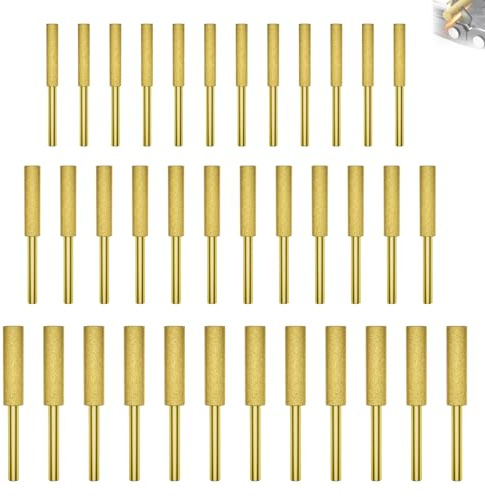 36 Stück Diamant Kettensägenschärfer, Kettensäge Schärfgerät Hohe Härte Kettensäge Schärfen mit 3 Verschiedene Größe 4mm 4.8mm 5.5mm für Kettensägen zum Schärfen und Schleifen