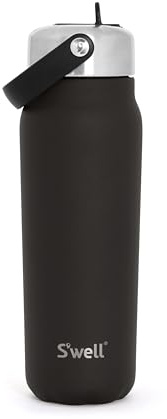 S'well Recycled Stainless Steel Explorer with Flip Straw Lid, 700ml, Onyx Black, Triple Layered Vacuum Insulated