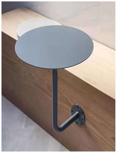 Tavolino rotondo da parete, piccolo vassoio in metallo, tavolino da spuntino, elegante tavolo d'accento per sala da pranzo, bar, ristorante, camera da letto, grigio, diametro 40 cm