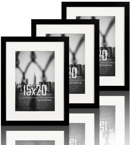VUVUZULA bildram 15 x 20 cm svart set om 3 fotoramar med passepartout