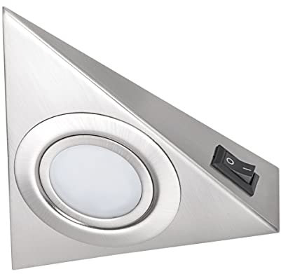 Kanlux Mattchrom - Lámpara halógena para bajos de muebles (12 V, 20 W, con interruptor), diseño triangular