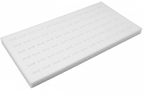 Novel Box White Ring Display 72-Slots Foam 14.25x7.62x0.62 Inches - Ring Storage Foam to Hold Small & Large Rings/Cufflink - Fits in Glass Top Box for Better Display