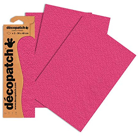 Décopatch - Ref C710O - Indian Pink Fuchsia Pattern Paper Pack - Each Sheet 30 x 40cm, Pack of 3 Paper Sheets - Best Used With Décopach Glue & Varnish, Pink