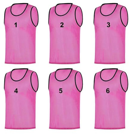 RHINOS sports Leibchen Set (6 Stück) | Nummeriert 1-6 | Pink | Größe M | Erwachsene