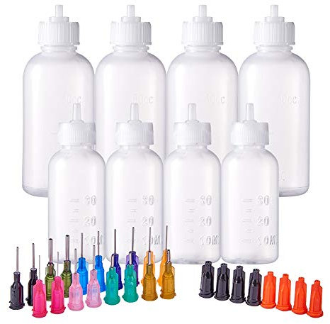 BENECREAT 8 Pack Mehrzweck-DIY-Präzisionsspitzen-Applikator-Flaschen-Set, ultrafeine Nadelspitze, Klebstoff-Applikator Squeeze-Flaschen für DIY-Quilling, Acrylfarbe-Kunstwerk-Hobbys, Ölerflasche