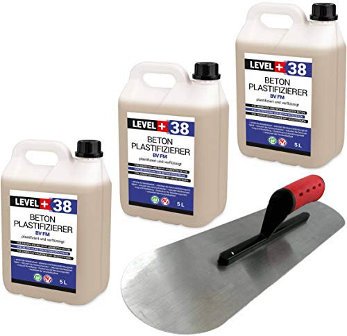 Set Beton-Zusatzmittel 15L Profi + BODENLEGERKELLE Beton Plastifizierer Fließmittel SET352