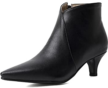 JIEEME Synthetik sexy pointed toe stiletto zipper mid heel with 5 cm ankle casual boots for women big size 35-46 t10-22