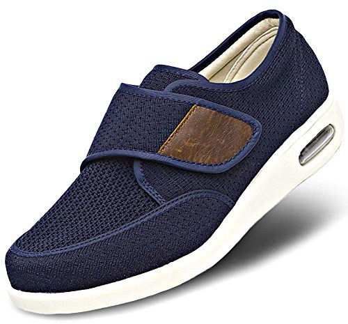 Orthoshoes Mens Diabetic Edema Shoes Lightweight Walking Mesh Breathable Wide Sneakers Strap Adjustable Easy On and Off for Elderly, Swollen Feet, Plantar Fasciitis