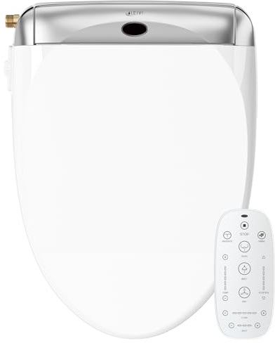 LEIVI Electric Bidet Toilet Seat with Wireless Remote and Side Panel, Multiple Spray Modes, Adjustable Heated Seat, Warm Water and Air Dryer, Auto LED Nightlight, Elongated