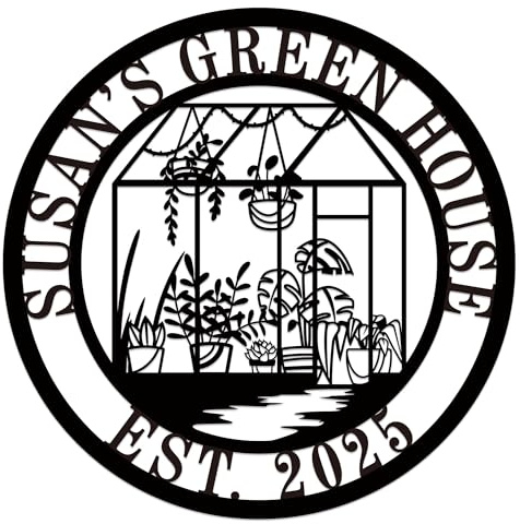 Personalized Greenhouse Garden Name Sign, Custom Metal Wall Decor Plaque for Home & Outdoor Display, Family Name Sign for Gardeners or New Home Gifts,Customized Steel Plant House Sign 2025 Garden Decor