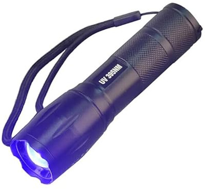Torcia LED UV con zoom, 395 nm, luce nera ultravioletta, impermeabile, super luminosa, 500 lm, per ispezione di camere d'albergo, rivelazione di urina e macchie di animali domestici, rilevazione