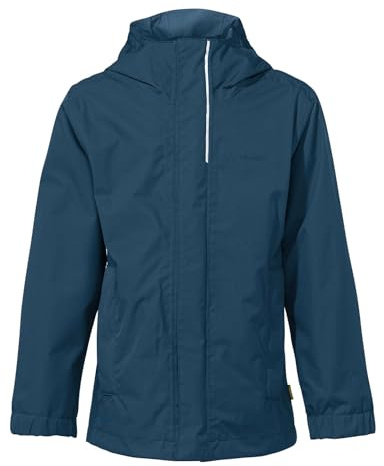 VAUDE Kids Escape Light IV, Kinder Regenjacke, wasser- & winddichte Outdoor-Jacke, atmungsaktiver Windbreaker mit Kapuze, dark sea, 98