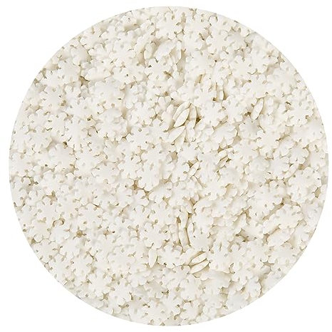 BrandNewCake® Confetti Comestible Flocons de Neige Blanc 55g - Décoration de Gâteau - Sprinkles - Paillettes pour Gâteaux