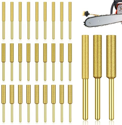 30 Pezzi Affilatrice Lima per Motoseghe 4mm 4.8mm 5.5mm Diamantate Affila Catena Motosega Pietra Abrasiva per Motosega Set Affilacatene Affilatore per Motosega