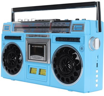 Lecteur de Cassettes Bluetooth Boombox, FM MW SW1 SW2 Radio Stéréo, Lecteur de Cassettes Enregistreur avec Cadran Aigu et Amplification des Basses