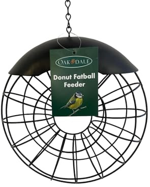 Oakdale Donut Fat Ball Bird Feeder | Unique Donut Shape For Fatballs | Metal Hanging Fatball Feeder | Weather Resistant | Easy Fill & Clean | Wild Garden Birds UK